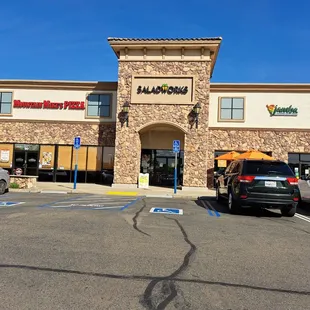 Outside restaurant. It's in the same plaza with Raley's.