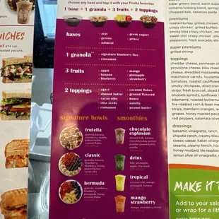 Frutta bowl menu