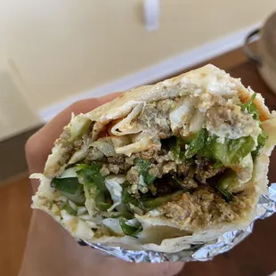a hand holding a sandwich