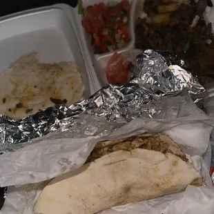 Spicy beef entree and chicken cauliflower wrap