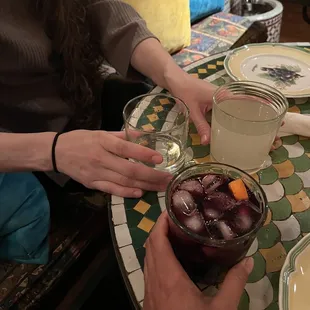 Freshly squeezed lemonade and Pomegranate Sangria