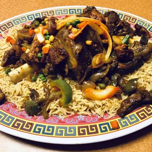 Lamb, Goat, and Chicken sugaar on rice