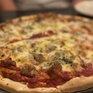 a pizza on a pan