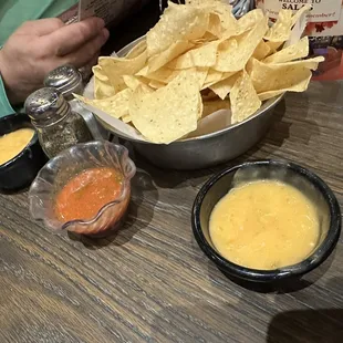 Chips with salsa and bad queso