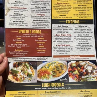 menu for mexican cuisine