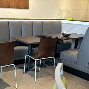 Staff sleeping in booth