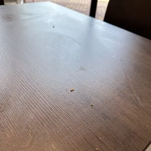Food crumbs left after cleaning with a dirty rag.
