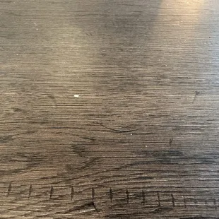 Tables wiped with a dirty rag.