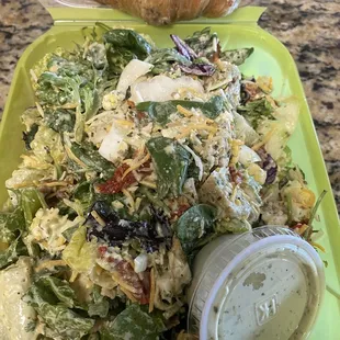 pesto chicken small salad with jalapeño ranch.