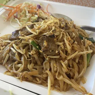 Beef pad thai was delicious! Noodles were soft, sticky and sweet and beef was fresh and not chewy!