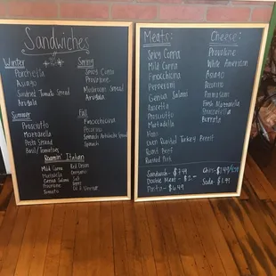 a menu on a chalkboard
