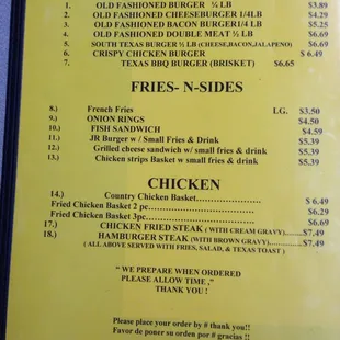 menu