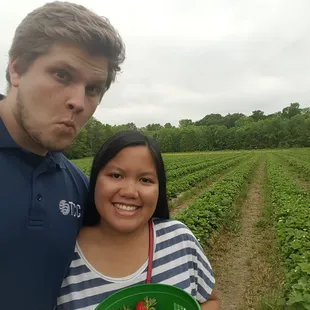Strawberry picking with this goof ball! :-P
