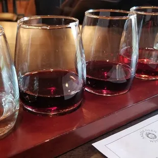 a row of glasses of wine