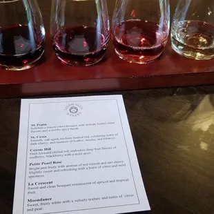 a flight of wine glasses