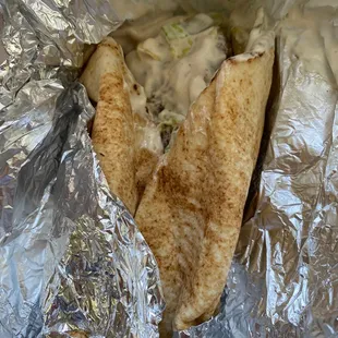 a sandwich wrapped in foil