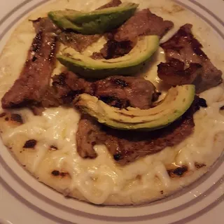 Corn Cake with Beef, Avocado & Cheese
