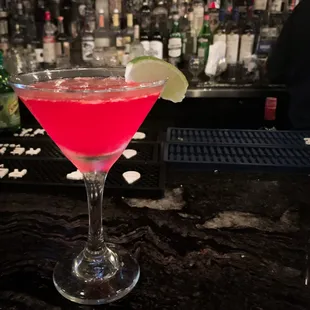 a cocktail in a martini glass