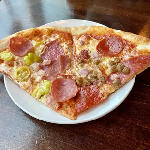 Salerno on the left and the meat lovers on the right