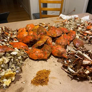 a pile of crab legs