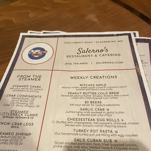 The menu