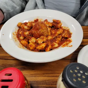 Gnocci and meatballs and lasagna