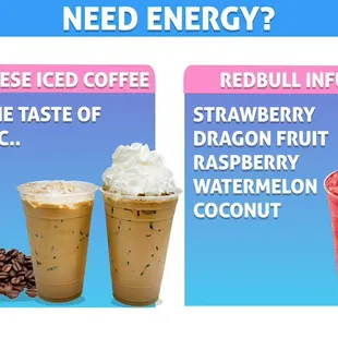 Menu: Vietnamese coffee / Red Bull Infusion