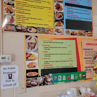 menus on the wall