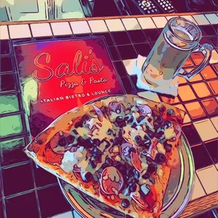 Pizza by the slice and a cold one :)
