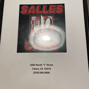 The front of the menu