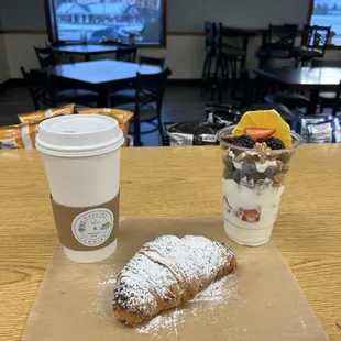 Yogurt Parfait and Stuffed Croissant