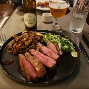 Hanger Steak with Sautéed Mushrooms