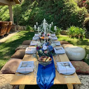 Picnic table with decor