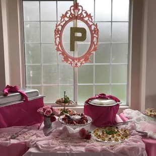 Pink themed grazing buffet
