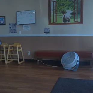 a view of a dining room