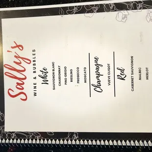 Bar Menu