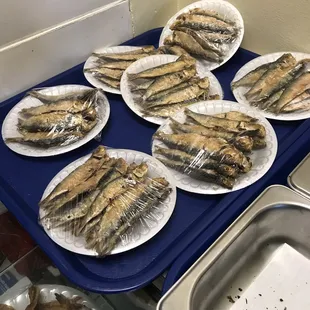 a tray of dried fish