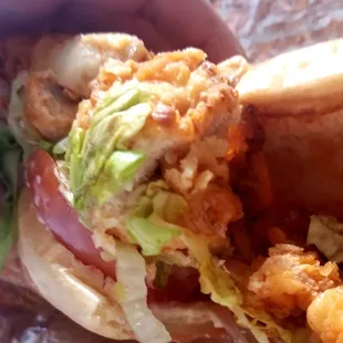 Inside of the Fried Chicken Sandwich