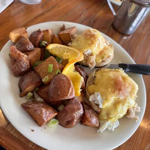 Crab Benedict. Not a lot of crab and my poached eggs were way overcooked