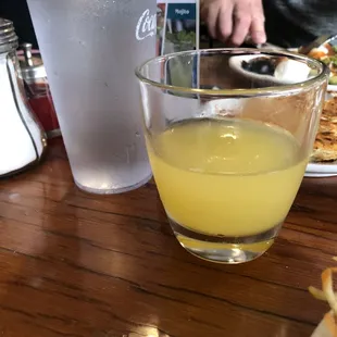 Mimosas were a good size, this one&apos;s halfway gone