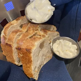 Complimentary bread with homemade whipped butter