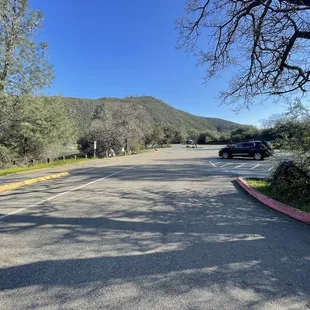 Parking lot with boat ramp to the left