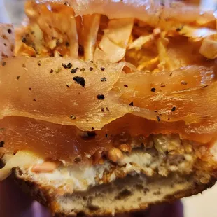 One bite taken of Bagel Toastie w/St Jude Tuna lox (12/16/23)