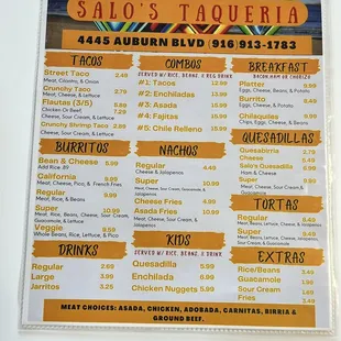 Updated menu