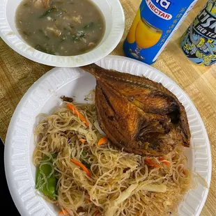 Pancit; Monggo; Fried Daing