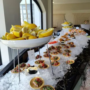 a buffet of food
