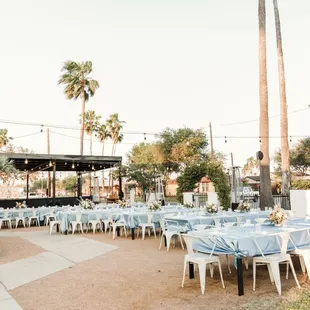 tables set up for a party