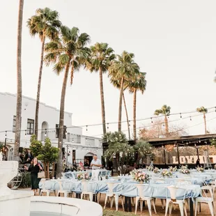 tables set up for a wedding reception
