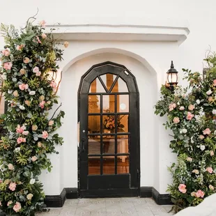 the entrance to the wedding venue
