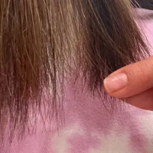 More chunks of chopped hair.